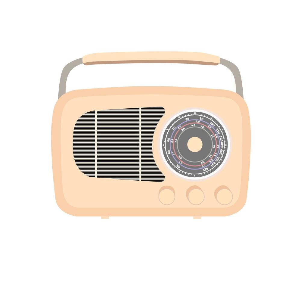 ilustración vectorial de una radio de estilo retro naranja claro sobre un fondo blanco. Día mundial del radioaficionado. vector