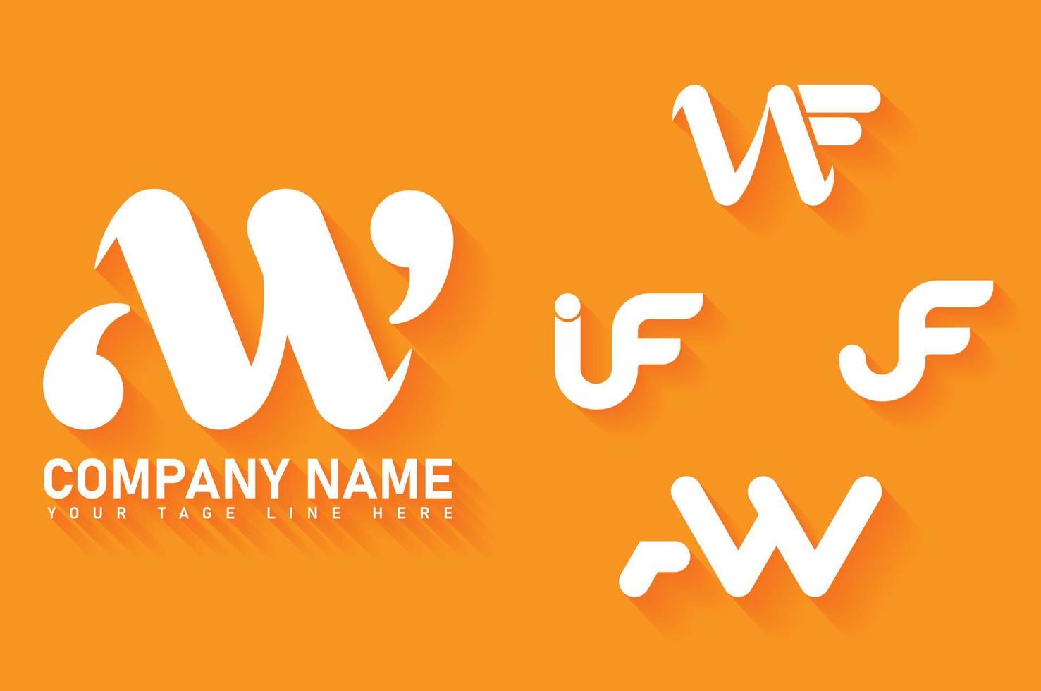 aw, wf, uf, jf, round corner logo set vector