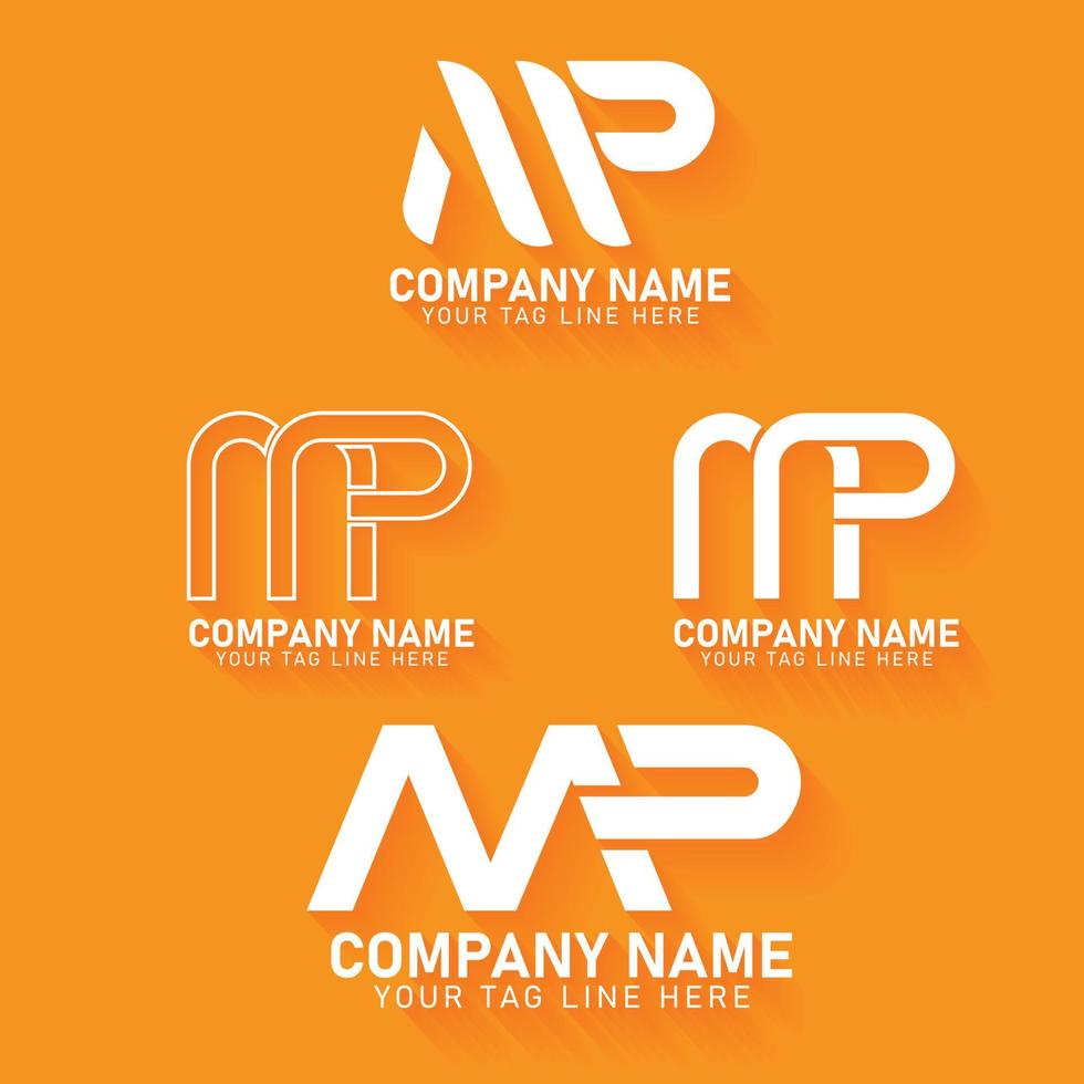 conjunto de logotipos mp y colección de logotipos vector