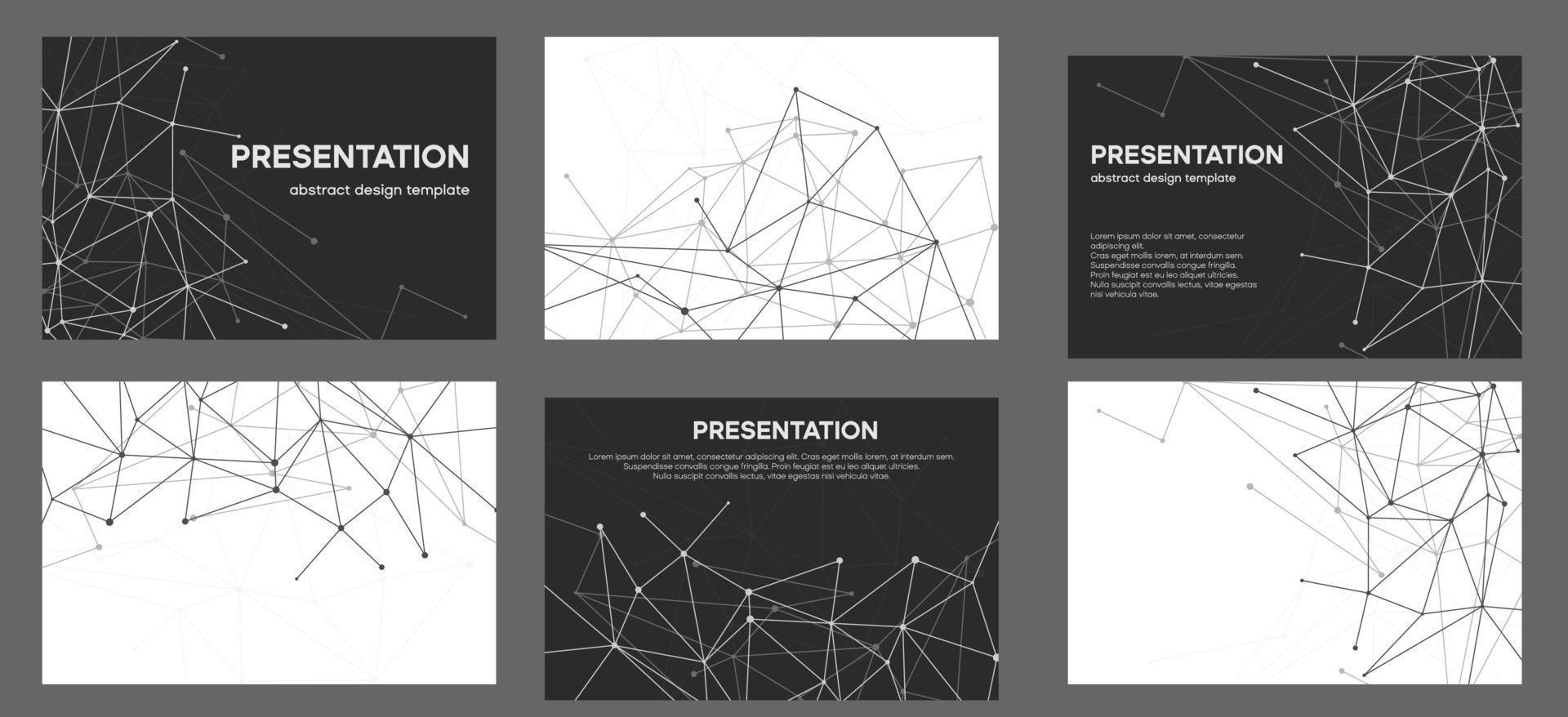 Black and white abstract background. Tech slide with plexus line for brand book or brochure vector