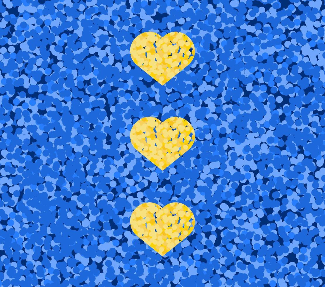corazones amarillos sobre fondo azul. colores de la bandera de ucrania. diseño de vector de sublimación de vaso patriótico