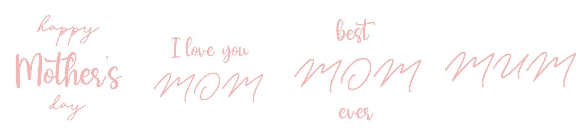 Happy Mothers day lettering set for sublimation print, scrapbooking projects, card making and website banner vector
