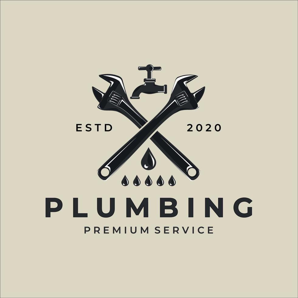 plumbing logo vintage vector illustration template design. plumber logo for professional business concept emblem design