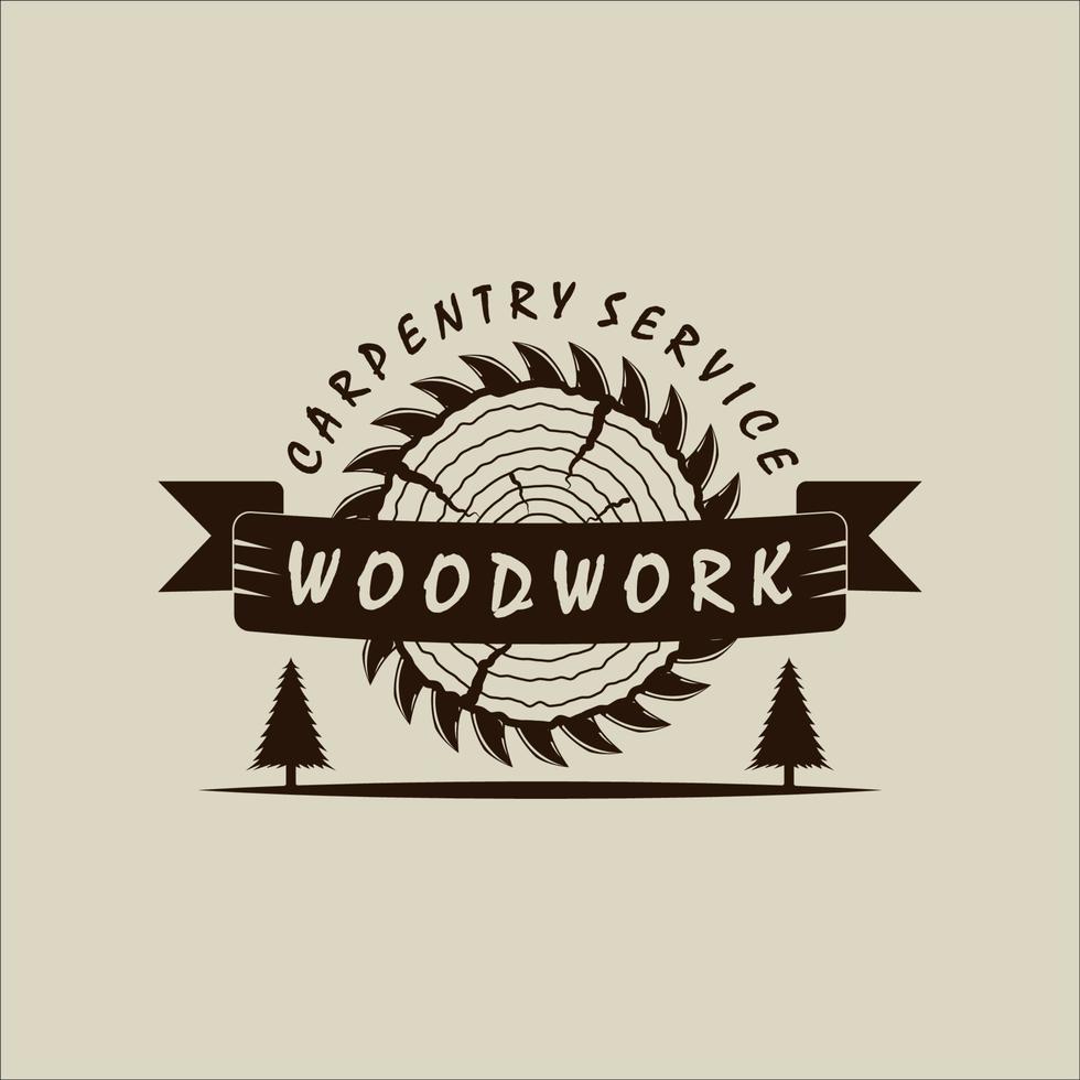 carpenter sawmill logo vintage vector vintage illustration template icon graphic design