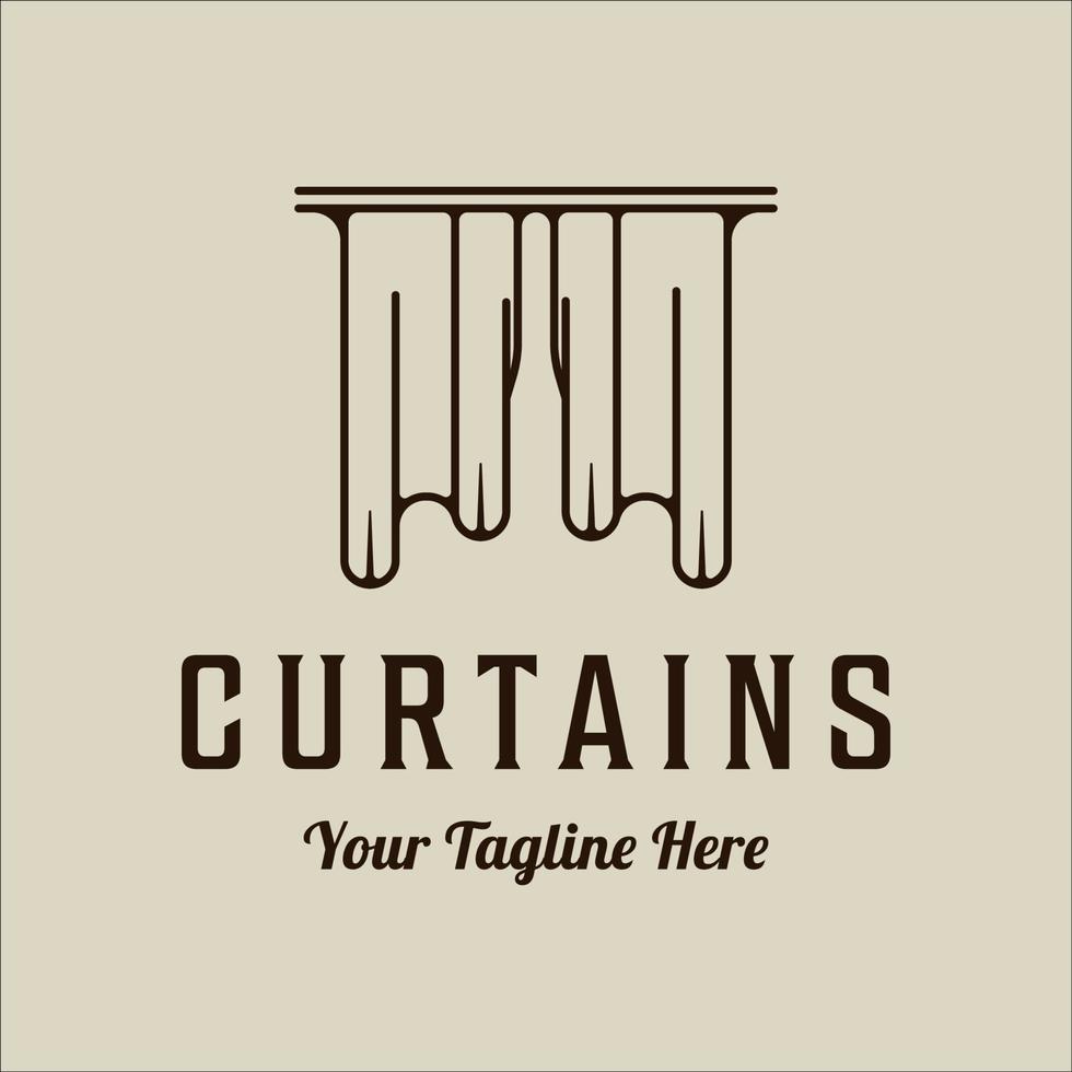 curtains logo line art vector minimalist simple illustration template icon graphic design. curtains sign or symbol for decoration company