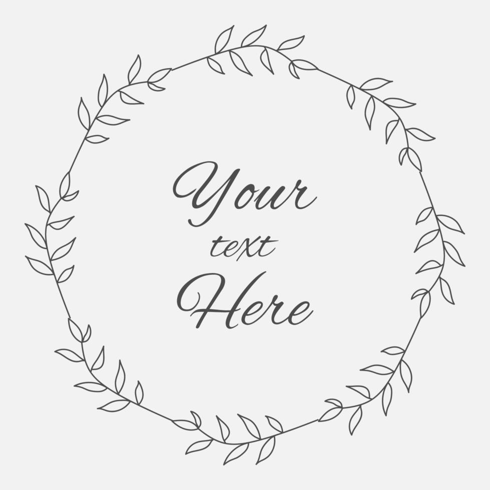 Hand Drawn Floral Wreath Frame Simple Design vector