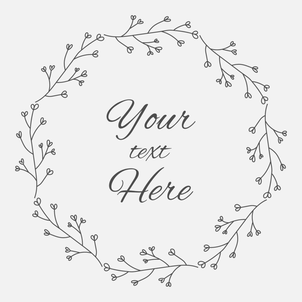 Cute wreath frame floral ornament design vector