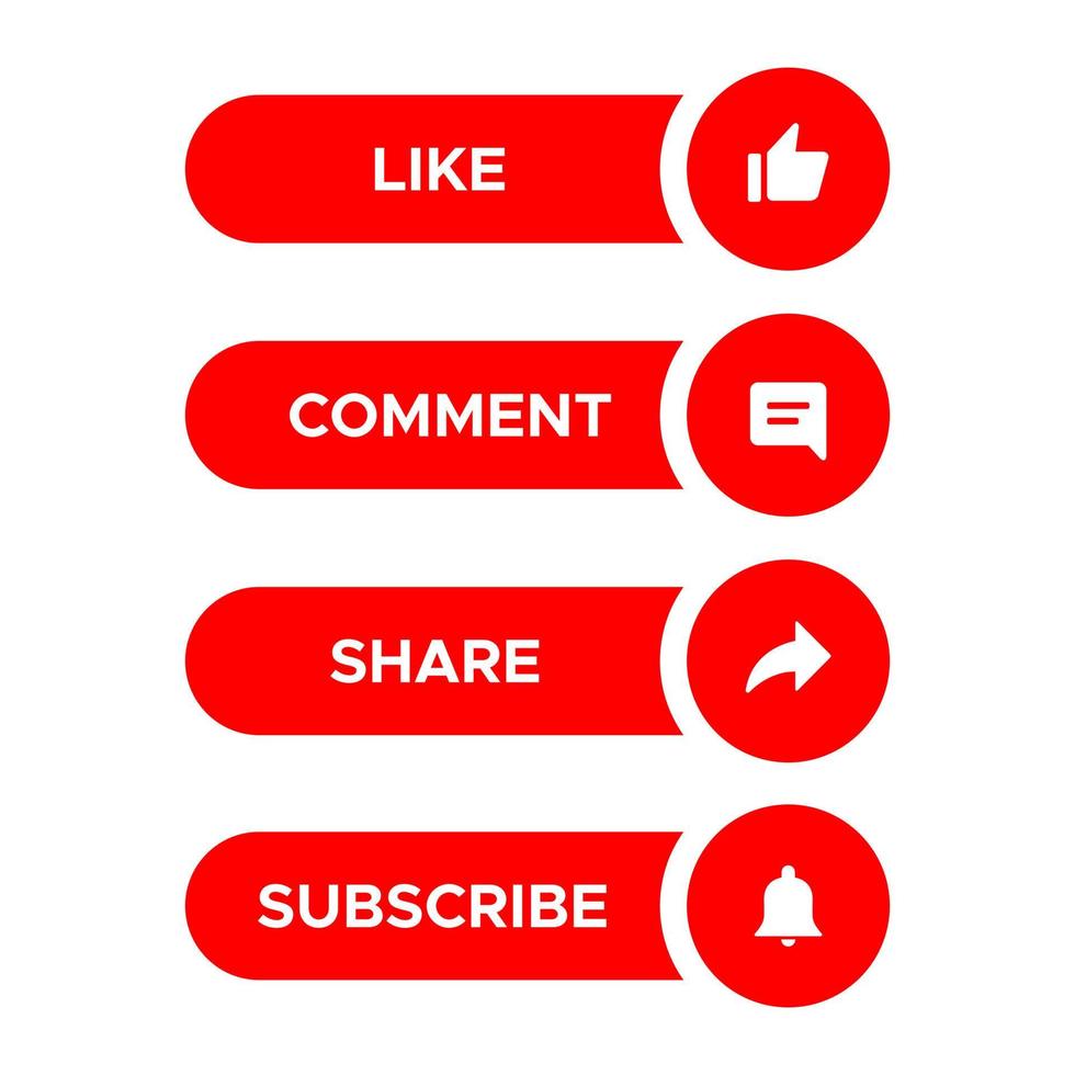 Like, Comment, Share and Subscribe Button. Icon Set Collection in Bar Shape vector