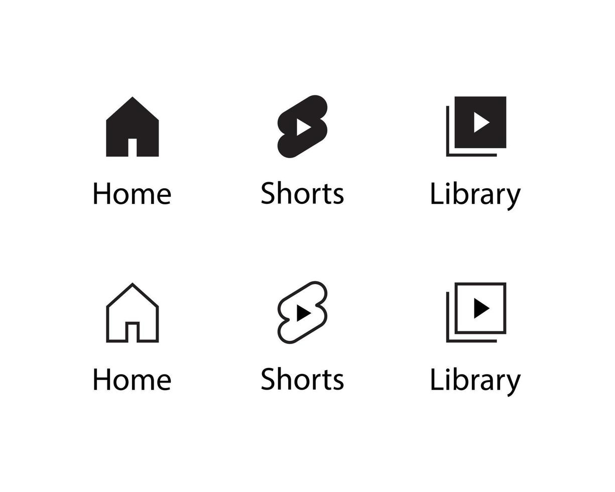 Home, Shorts, and Library Icon Symbol Vector