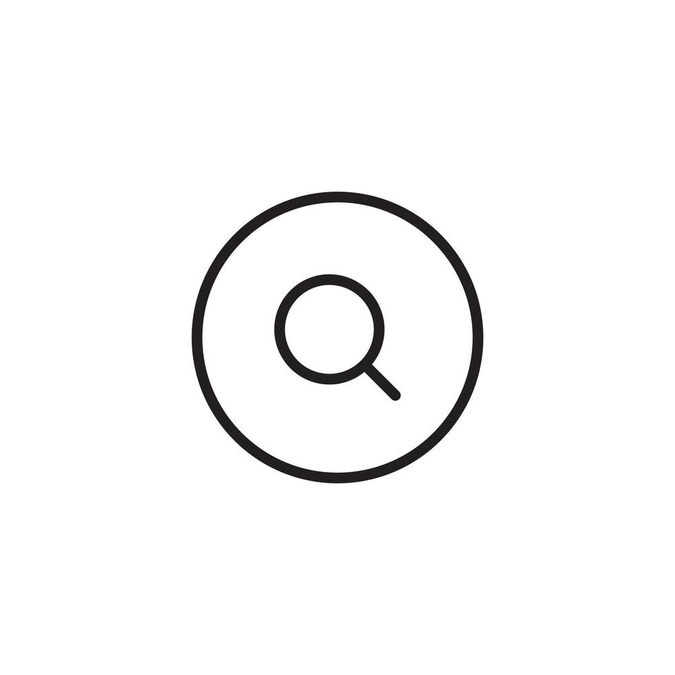 Search, Magnifying Glass Icon Vector in Circle Line