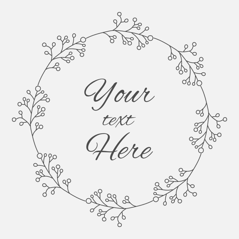 Hand Drawn Floral Wreath Frame Simple Design vector