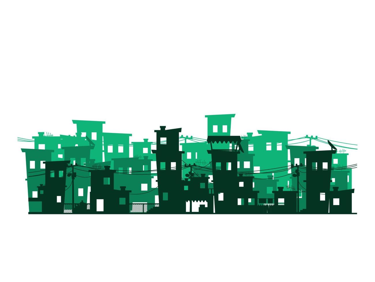 Street of poor neighborhood in the city. Slum vector