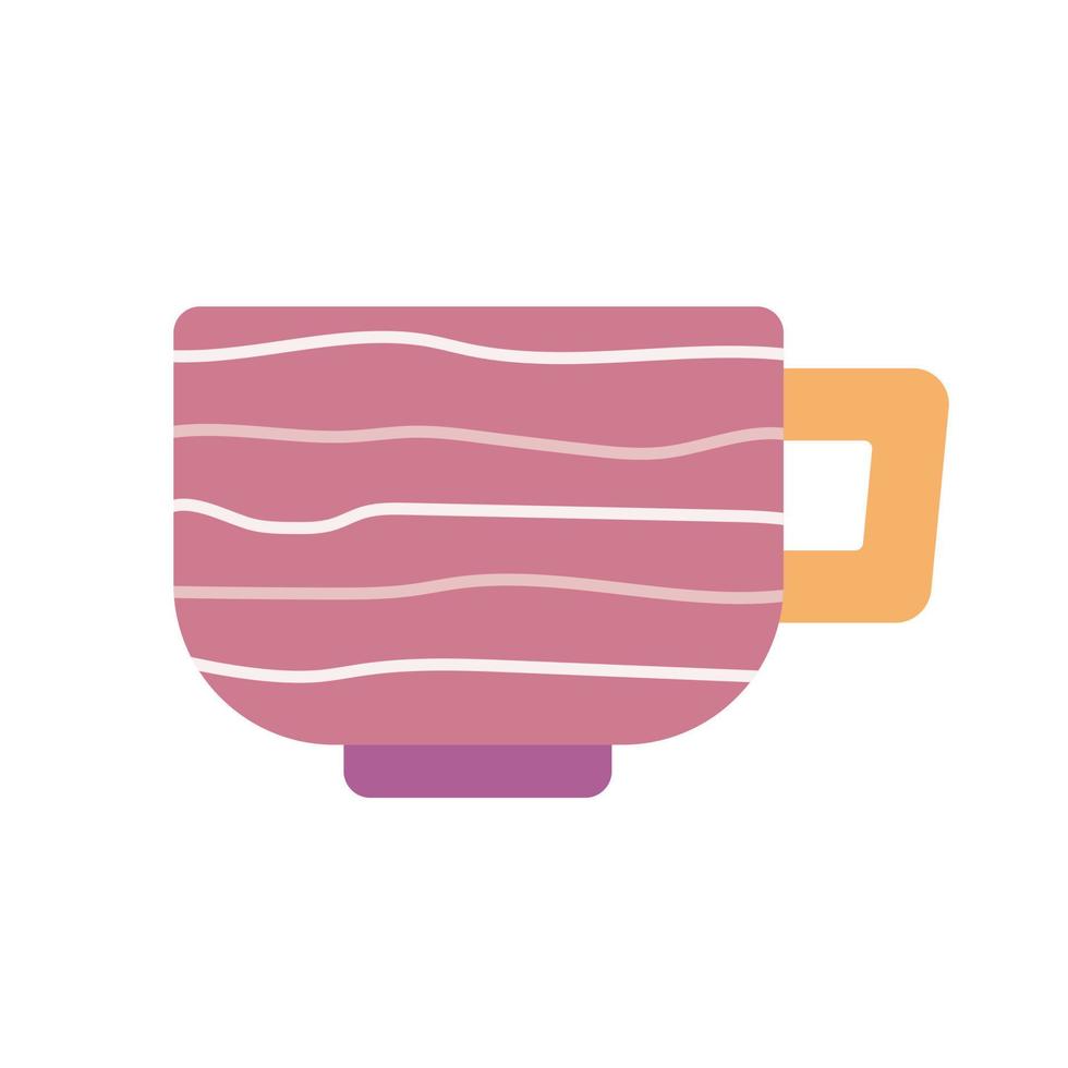 Pink cup with abstract pattern, vector flat illustration