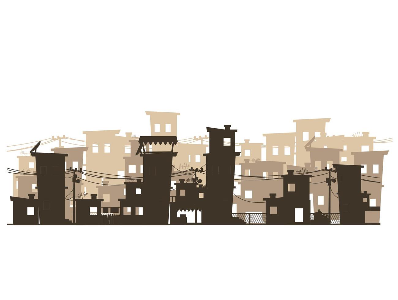 Street of poor neighborhood in the city. Slum vector
