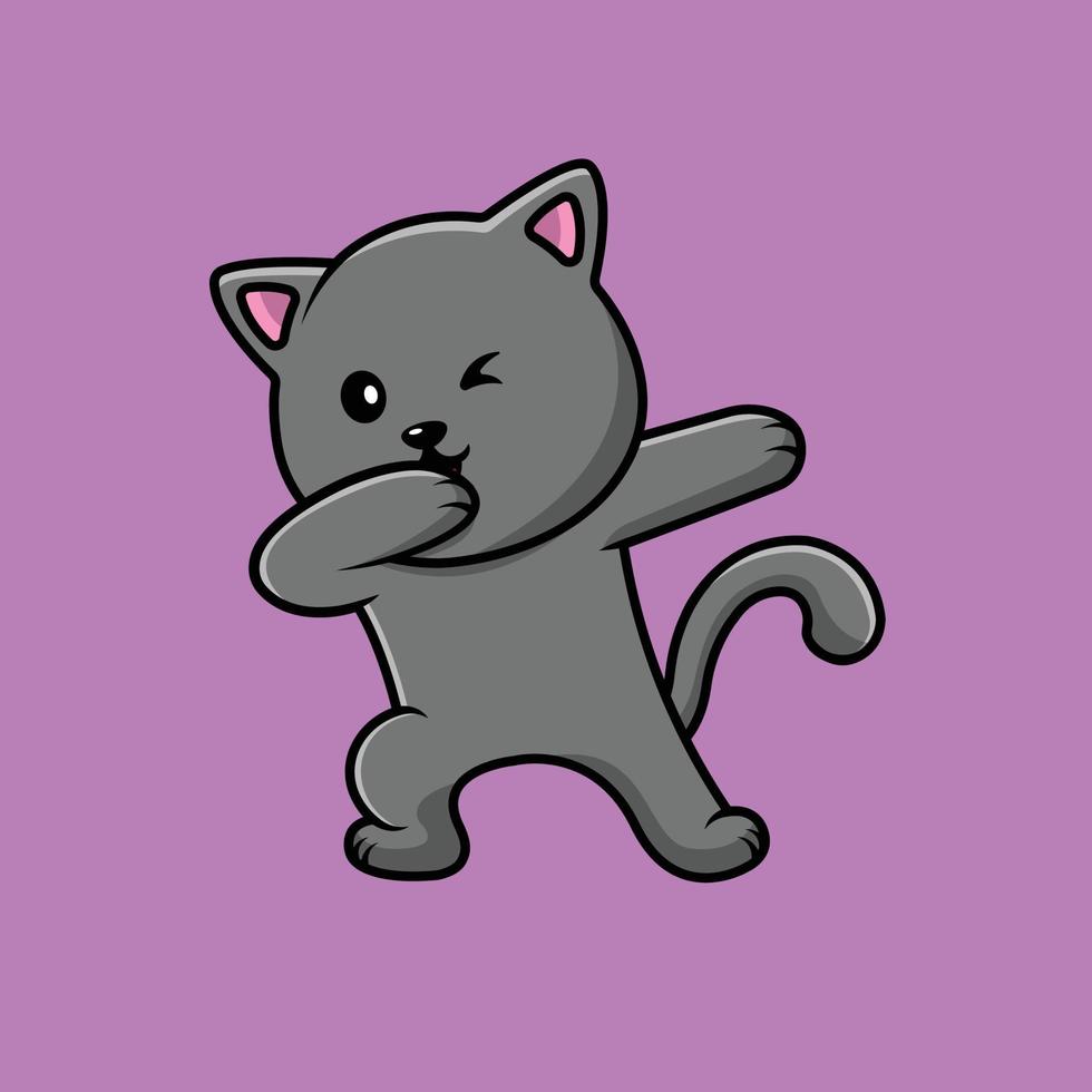 Cute Cat Dabbing Cartoon Vector Icon Illustration. Animal Icon Concept Isolated Premium Vector. Flat Cartoon Style