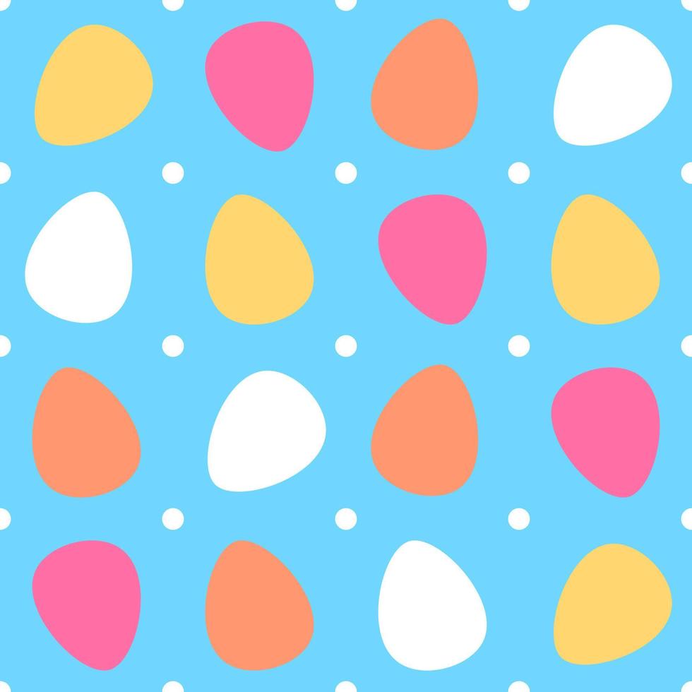 Modern cartoon seamless pattern with easter egg on blue colorful background for celebration design. Spring celebration design. Easter vector illustration. Vector beautiful seamless pattern
