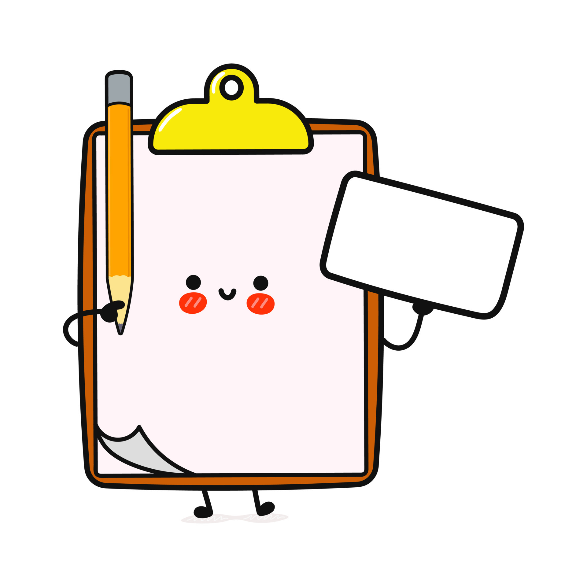 Cute funny clip board with poster. Vector hand drawn cartoon kawaii character illustration icon