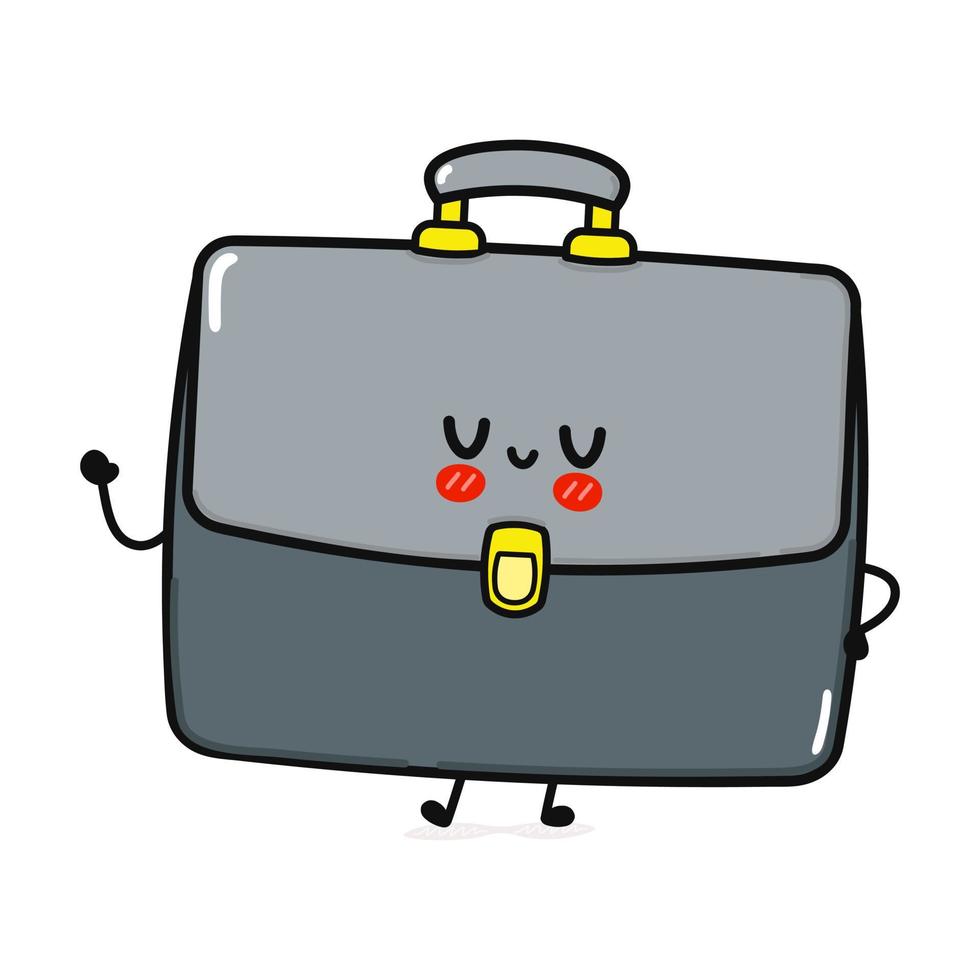 lindo personaje divertido de la bolsa de trabajo. icono de ilustración de personaje kawaii de dibujos animados dibujados a mano vectorial. aislado sobre fondo blanco. concepto de personaje de bolsa de trabajo vector