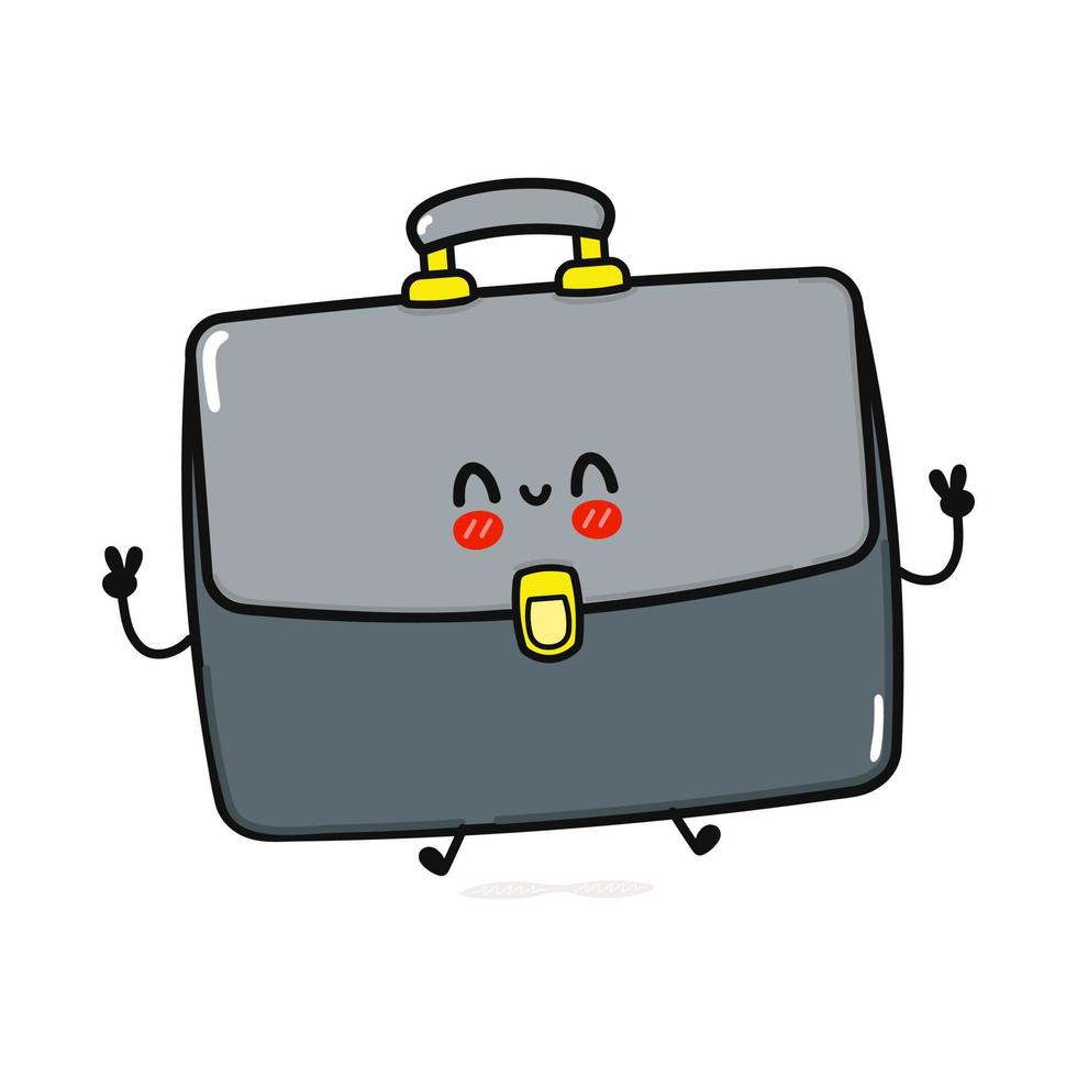 lindo personaje divertido de la bolsa de trabajo. icono de ilustración de personaje kawaii de dibujos animados dibujados a mano vectorial. aislado sobre fondo blanco. concepto de personaje de bolsa de trabajo vector