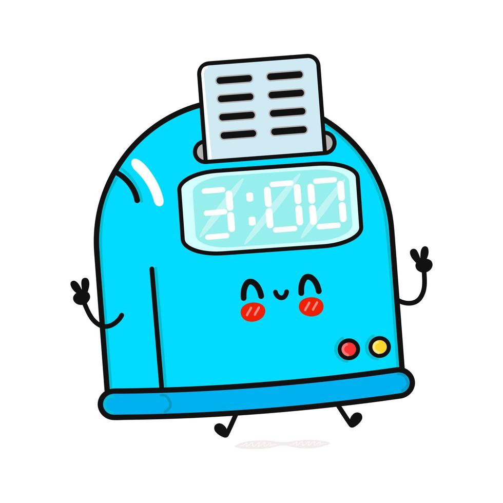 Cute funny punch clock character. Vector hand drawn cartoon kawaii character illustration icon. Isolated on white background. Punch clock character concept