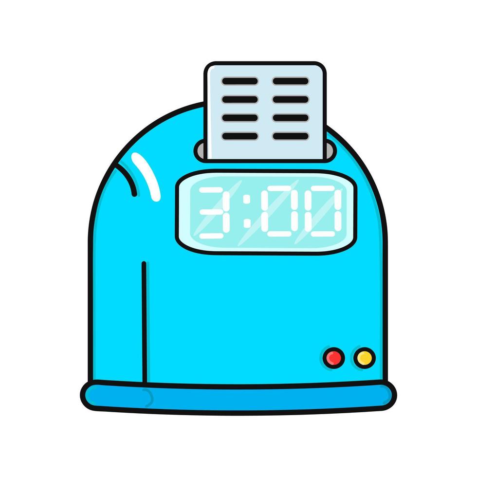 Cute punch clock character. Vector hand drawn cartoon kawaii character illustration icon. Isolated on white background. Punch clock character concept