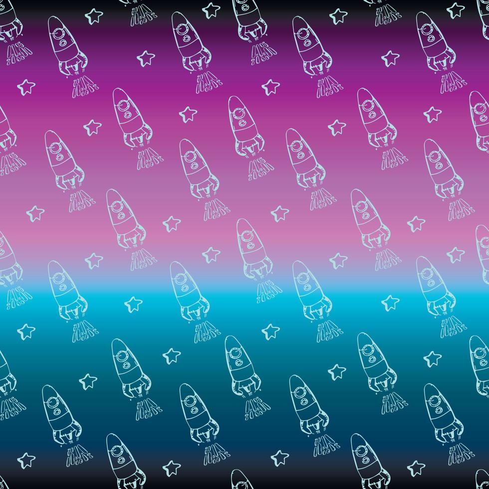 Space seamless pattern print design for Kids with stars, rockets. design for fashion fabrics, textile graphics, prints. vector
