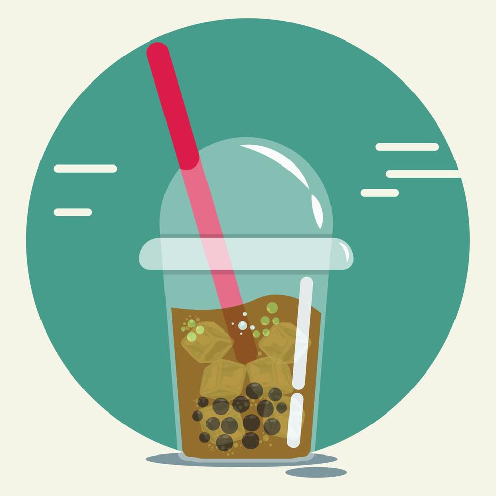 Té con leche de burbujas de hielo con cubitos de hielo ilustración vectorial vector