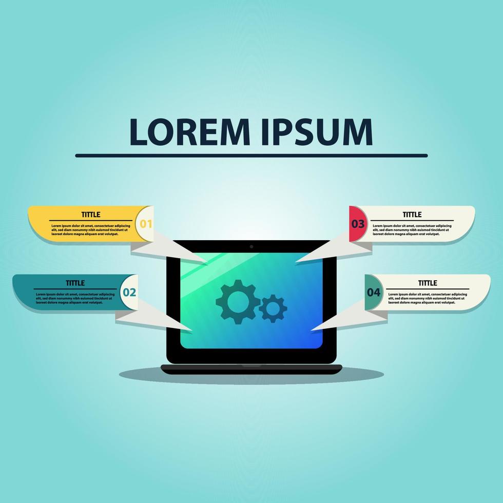 Laptop Info graphic template vector illustration