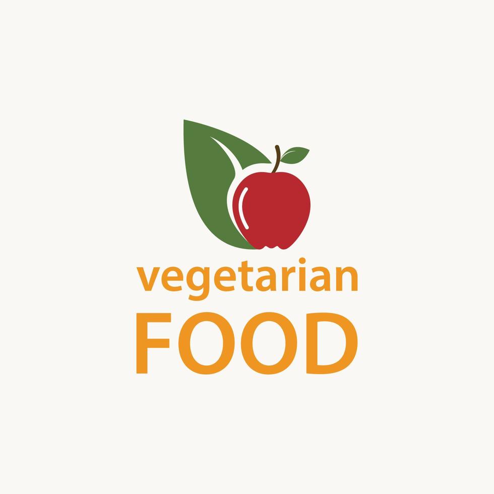 Leave with apple design vector illustration. Vegetarian Food logo concept
