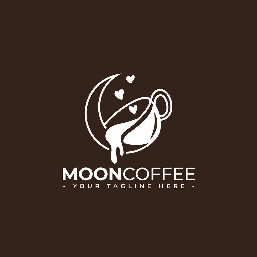 logotipo de café y luna con plantilla de amor vector