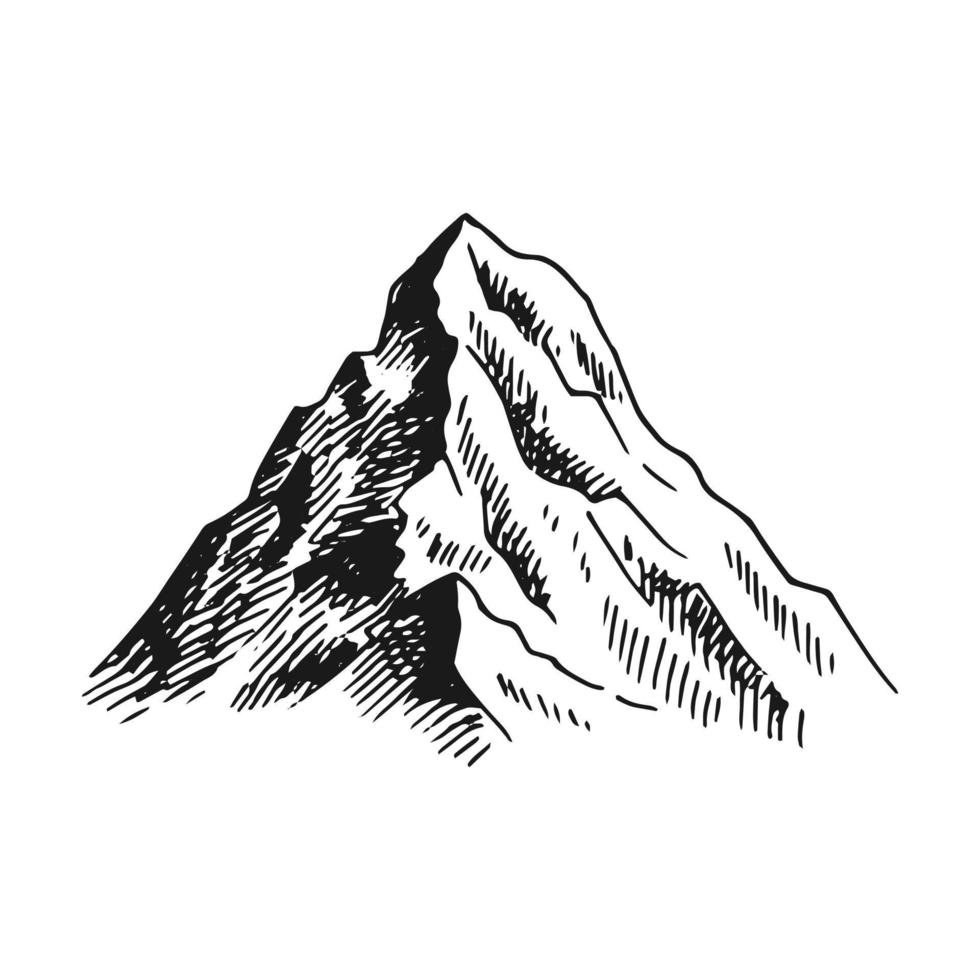 Mountain isolated on white background. Hand drawn illustration converted to vector. vector