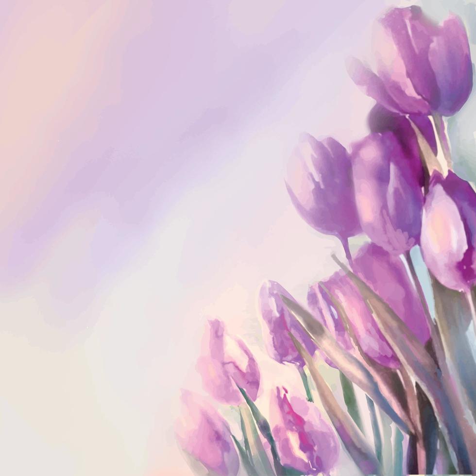 a bouquet of tulips against the sky at sunset vector