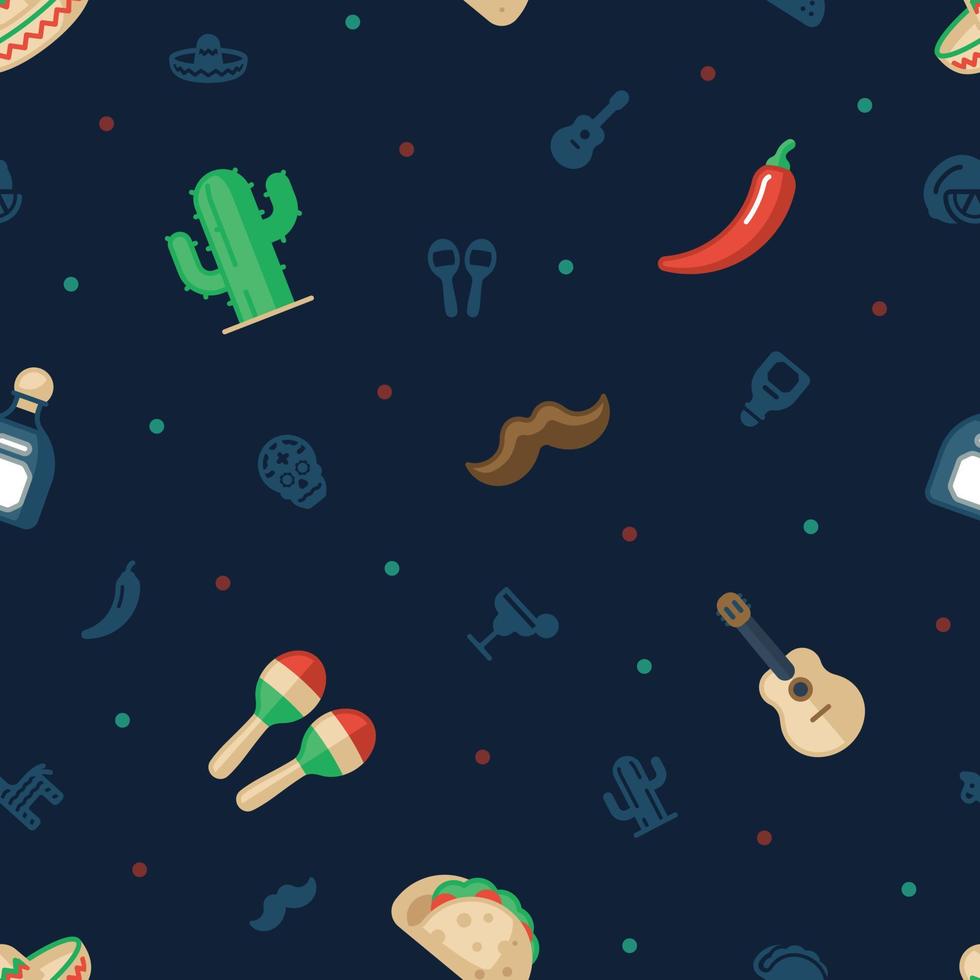 Cinco de Mayo repeatable pattern on dark blue background vector