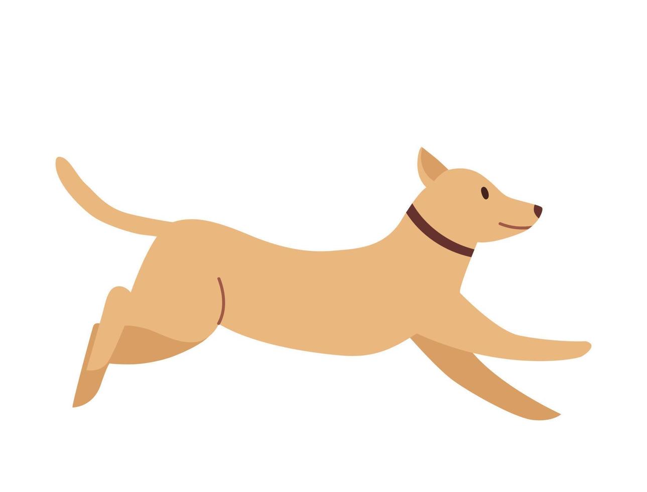 Cute dog running. Vector flat illustration on a white isolated background.