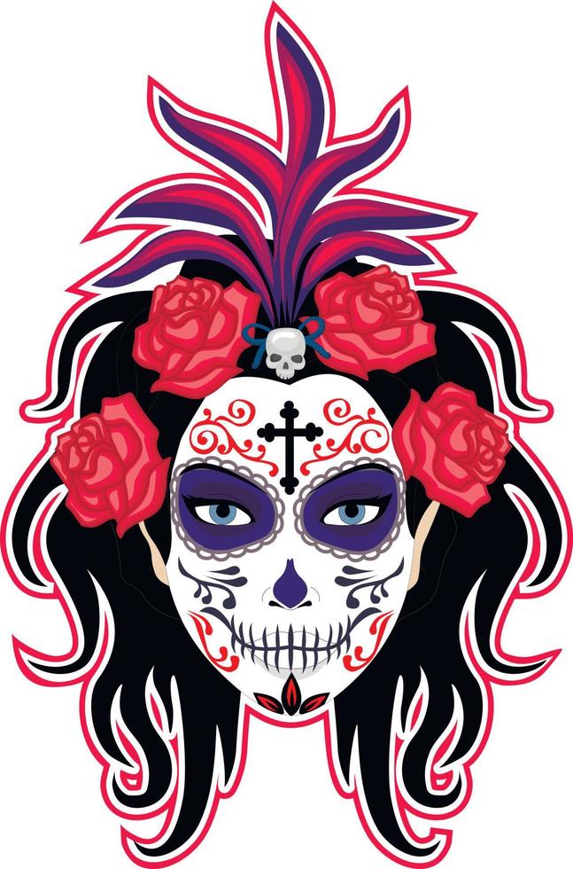 mexican sugar skull, grunge vintage design t shirts vector