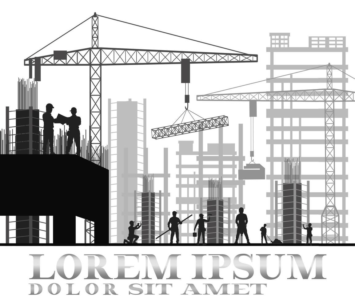 Vector illustration of Building under construction site