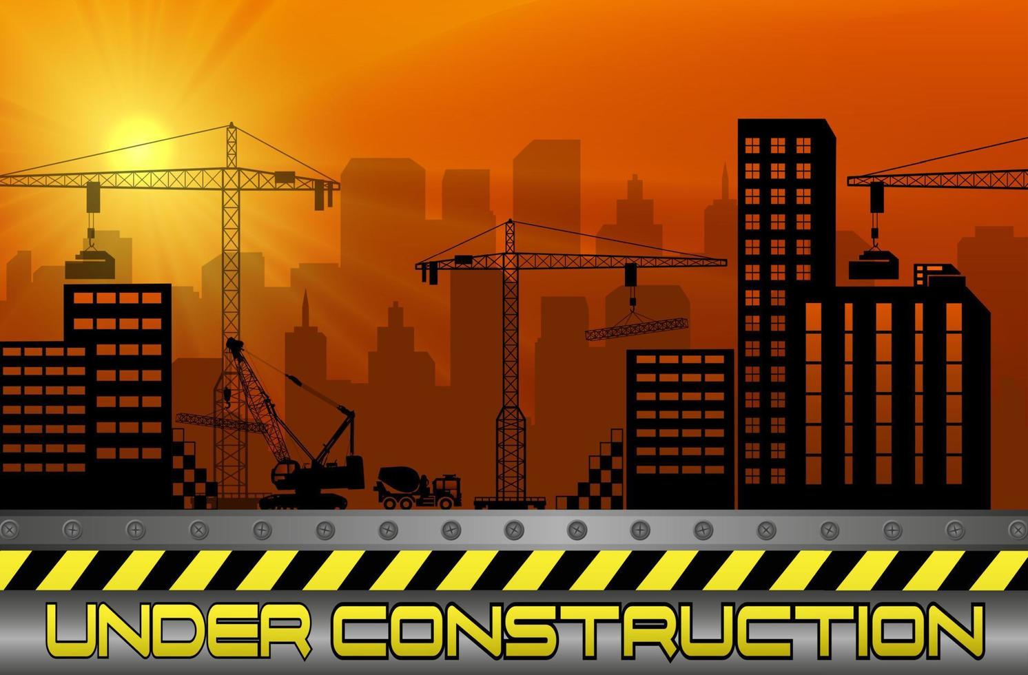 Construction sites with buildings and cranes vector