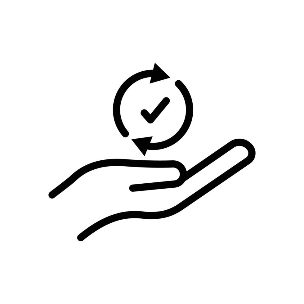 icono de mano y círculo y marca de verificación. estilo de icono de línea. adecuado para icono hecho, completado. diseño simple editable. vector de plantilla de diseño