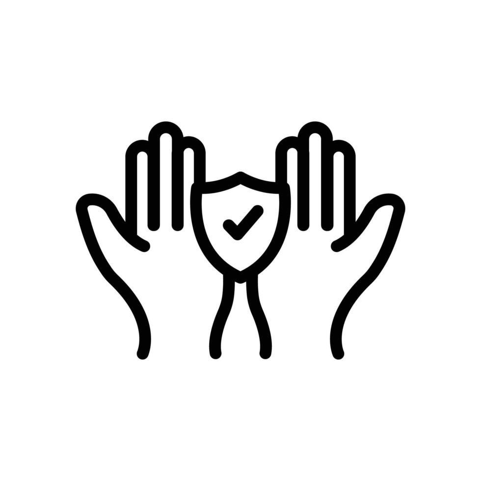 Hand icon with shield and check mark. line icon style. suitable for security complete icon, done. simple design editable. Design template vector