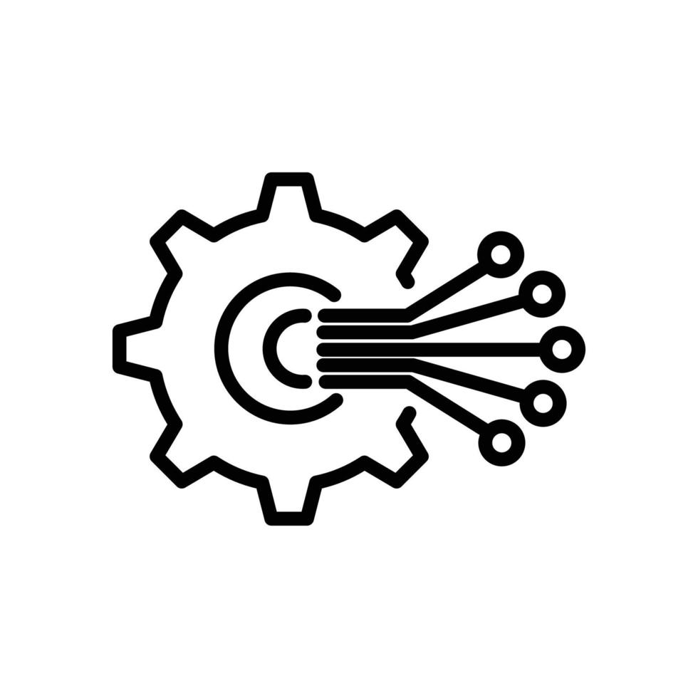 Gear icon with technology. suitable for setting technology symbol. line icon style. simple design editable. Design template vector