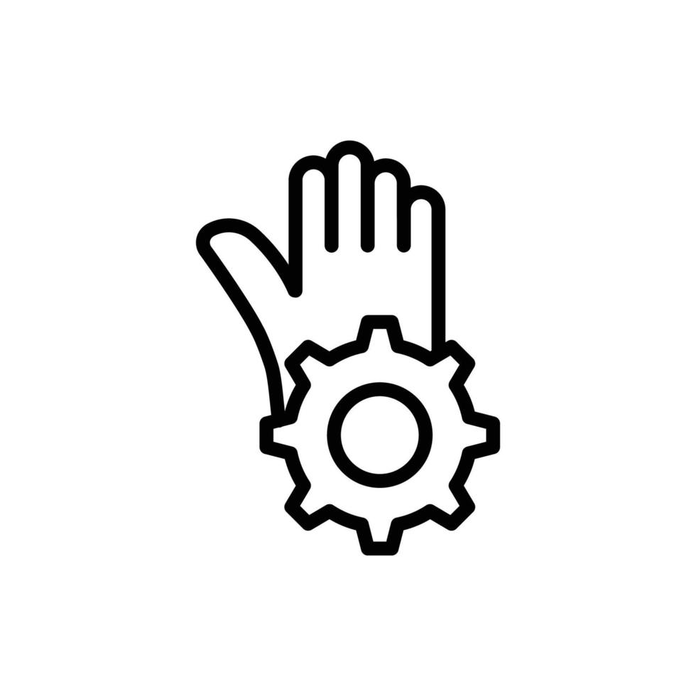 Hand icon with gear. stop. suitable for stop setting symbol. line icon style. simple design editable. Design template vector