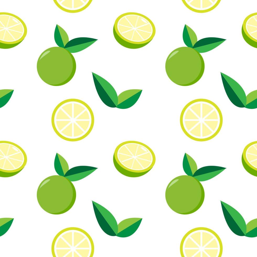Green lemon in seamless pattern on white background vector