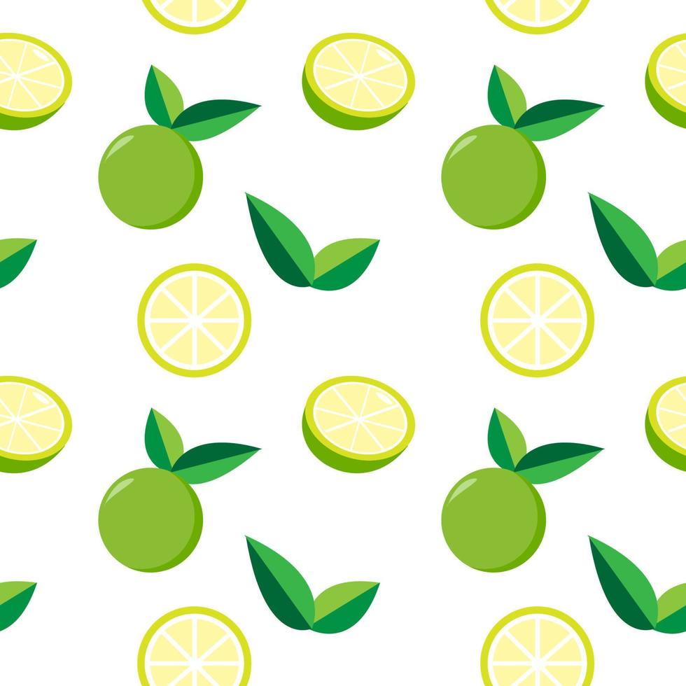Green lemon in seamless pattern on white background vector
