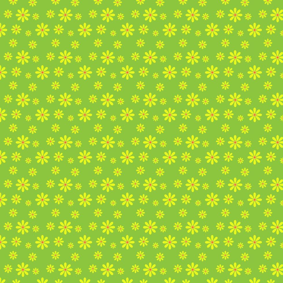 Yellow flower seamless pattern on green background. vector