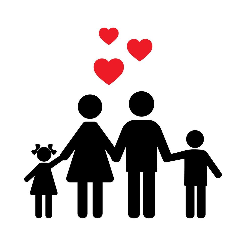 illustration sign silhouette of a happy family vector