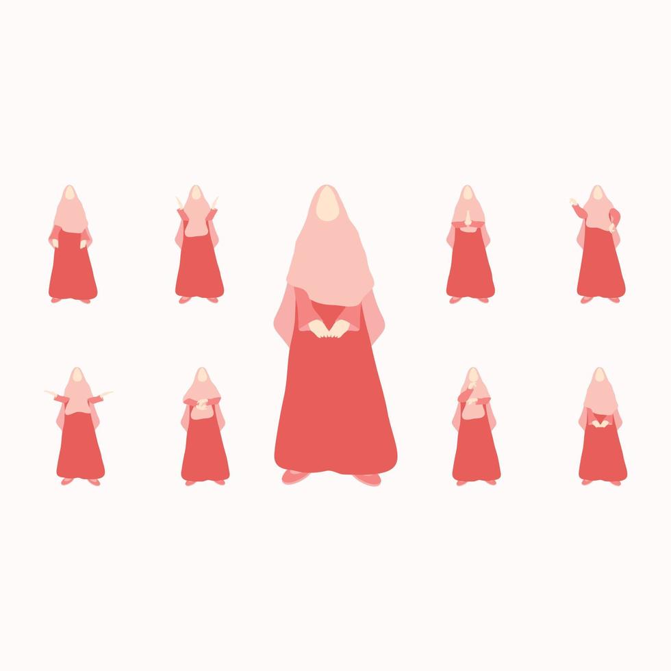 Pose de mujeres musulmanas hijab con estilo vector