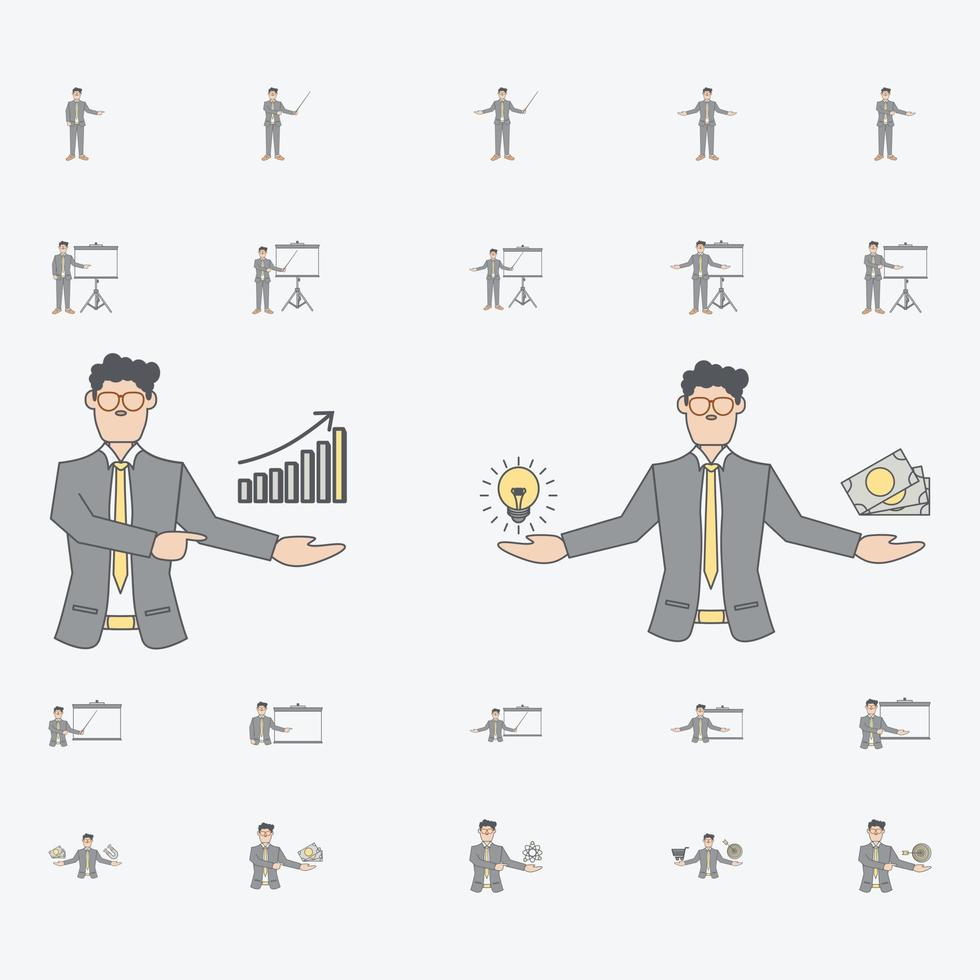 Man Presentation Asset Business Training Consulting Service Collection Set vector