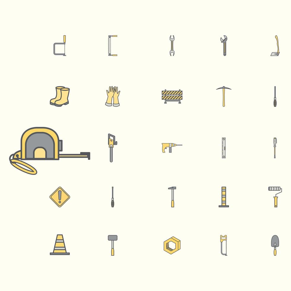 Sticker Construction Tools Icon Set vector