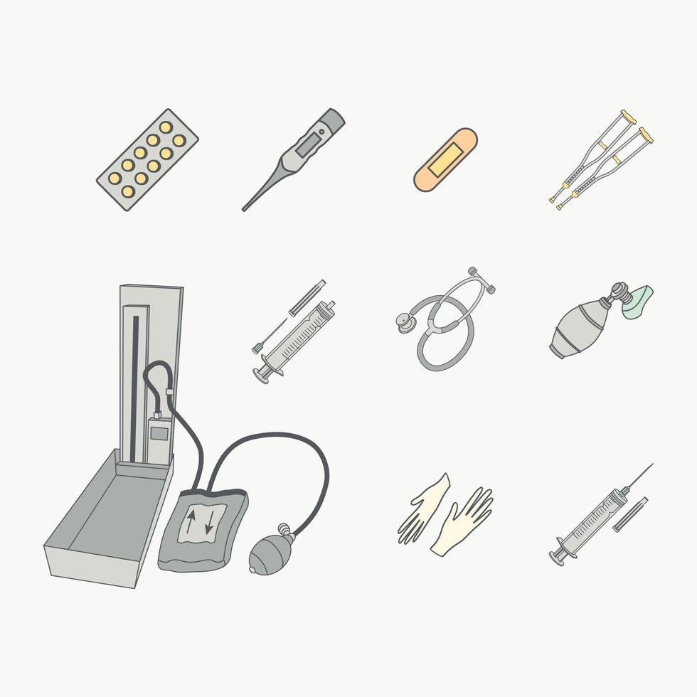 Medical Equipment Tools Collection Set vector