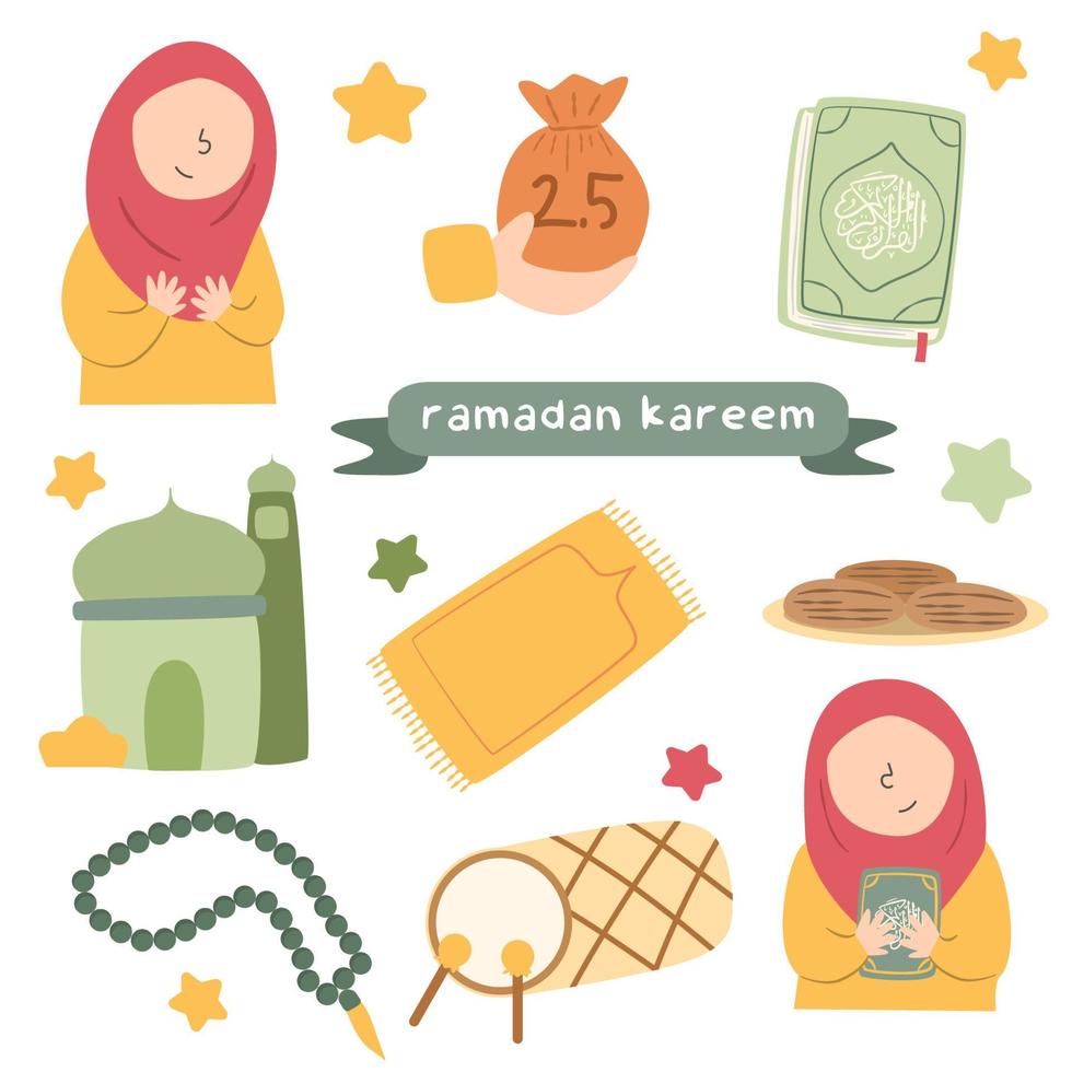 Hand drawn ramadan clip art vector